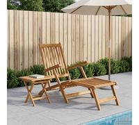 vidaXL Silla de jardín Plegable con Mesa Natural Madera de Teca Maciza