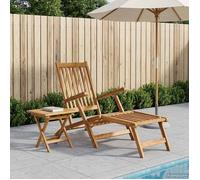vidaXL Silla de jardín Plegable con Mesa Natural Madera de Teca Maciza