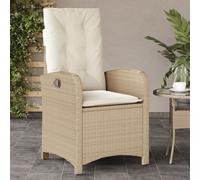 vidaXL Silla de jardín reclinable con cojines ratán sintético beige