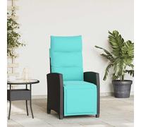 vidaXL Silla de jardín reclinable con mesa auxiliar ratán negro