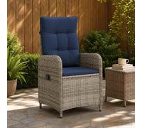 vidaXL Silla de jardín reclinable Gris y Azul Marino