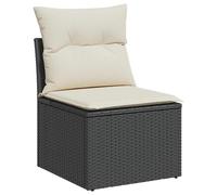 vidaXL Silla de Jardín sin Reposabrazos con Cojines, Sofá Modular, Sillón Individual, Asiento para Patio Terraza Balcón, Ratán PE Negro