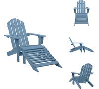vidaXL Silla de jardín tipo Adirondack con reposapiés, de madera maciza de abeto, color azul - Sillas de jardín