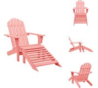 vidaXL Silla de jardín tipo Adirondack con reposapiés, madera maciza de abeto, color rosa - Sillas de jardín
