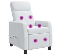vidaXL Silla de masajes reclinable Blanco Tela