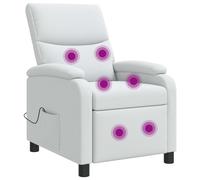 vidaXL Silla de masajes reclinable Blanco Tela