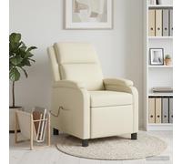 vidaXL Silla de masajes reclinable Crema Cuero sintético