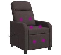 vidaXL Silla de masajes reclinable Marrón Oscuro Tela