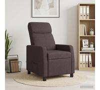 vidaXL Silla de masajes reclinable Marrón Oscuro Tela