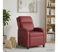 vidaXL Silla de masajes reclinable Rojo vino Cuero sintético