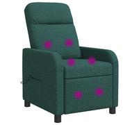vidaXL Silla de masajes reclinable Verde oscuro Tela