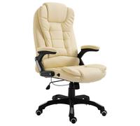 vidaXL Silla de oficina de cuero sintético color crema