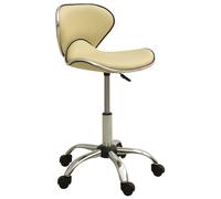 vidaXL Silla de oficina de cuero sintético crema