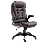 vidaXL Silla de oficina de cuero sintético marrón