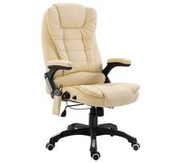 vidaXL Silla de oficina Stanlow función masaje y calefacción cuero sintético crema