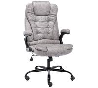 vidaXL Silla de oficina de piel de ante sintética gris claro