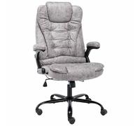 vidaXL Silla de oficina de piel de ante sintética gris claro