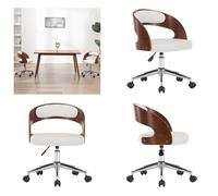 vidaXL Silla de oficina giratoria, blanca, con estructura de haya y revestimiento de cuero sintético. Silla de oficina, sillas de oficina, silla de escritorio giratoria, sillas de escritorio giratoria
