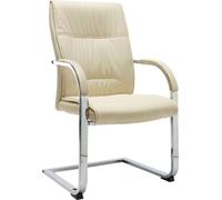 vidaXL Silla de oficina giratoria, color crema, tapizada en cuero sintético - Silla de oficina - Sillas de oficina - Silla - Sillas