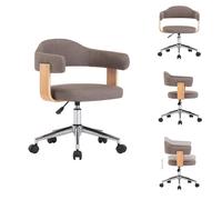 vidaXL Silla de oficina giratoria, color taupe, con estructura de madera y tapizada en tela - Sillas de oficina