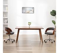 vidaXL Silla de oficina giratoria de madera curvada y tela gris