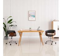 vidaXL Silla de oficina giratoria de madera curvada y tela gris