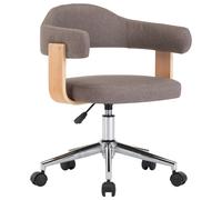 vidaXL Silla de oficina giratoria de madera curvada y tela gris taupe