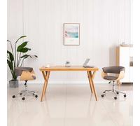 vidaXL Silla de oficina giratoria de madera curvada – Ruedas, altura ajustable, tela gris taupe