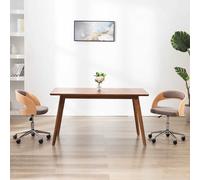 vidaXL Silla de oficina giratoria de madera curvada y tela gris taupe