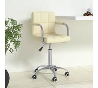 vidaXL Silla de oficina giratoria de tela color crema