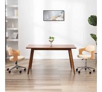 vidaXL Silla de oficina giratoria madera curvada cuero sintético crema