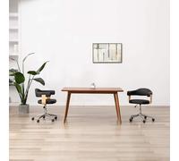 vidaXL Silla de oficina giratoria madera curvada cuero sintético negro en color negro y marrón oscuro/Taupé/Crema y más | cómodas modernas ergonómicas para comedor cocina salón hogar