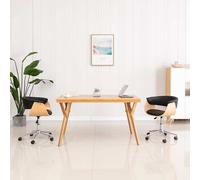 vidaXL Silla de oficina giratoria madera curvada cuero sintético negro