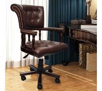 vidaXL Silla giratoria de oficina Mezca – Cuero marrón elegante