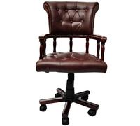 vidaXL Silla giratoria de oficina Mezca – Cuero marrón elegante