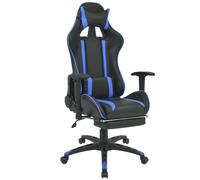 vidaXL Silla de oficina racing reclinable con reposapiés azul
