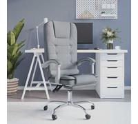 vidaXL Silla de oficina reclinable con masaje de tela gris claro