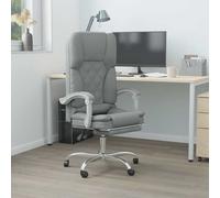 vidaXL Silla de oficina reclinable con masaje de tela gris claro