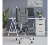 vidaXL Silla de oficina reclinable con masaje de tela gris oscuro