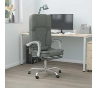vidaXL Silla de oficina reclinable con masaje de tela gris oscuro