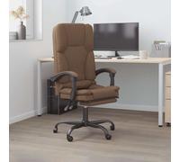 vidaXL Silla de oficina reclinable con masaje de tela marrón