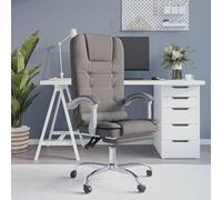 vidaXL Silla de oficina reclinable con masaje tela gris taupé