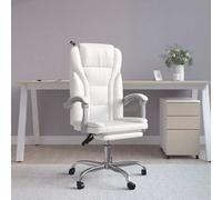 vidaXL Silla de oficina reclinable cuero sintético blanco