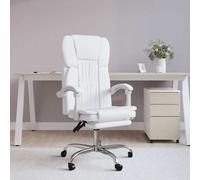 vidaXL Silla de oficina reclinable cuero sintético blanco