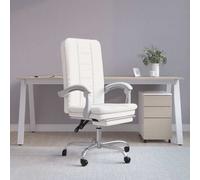 vidaXL Silla de oficina reclinable cuero sintético blanco