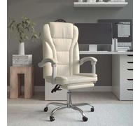 vidaXL Silla de oficina reclinable cuero sintético crema