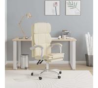 vidaXL Silla de oficina reclinable cuero sintético crema