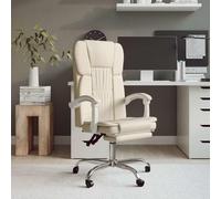 vidaXL Silla de oficina reclinable cuero sintético crema