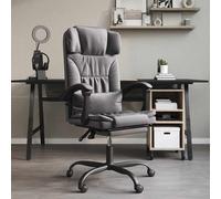 vidaXL Silla de oficina reclinable cuero sintético gris