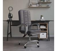 vidaXL Silla de Oficina Reclinable Sillón Asiento de Ordenador Cuero Sintético Gris